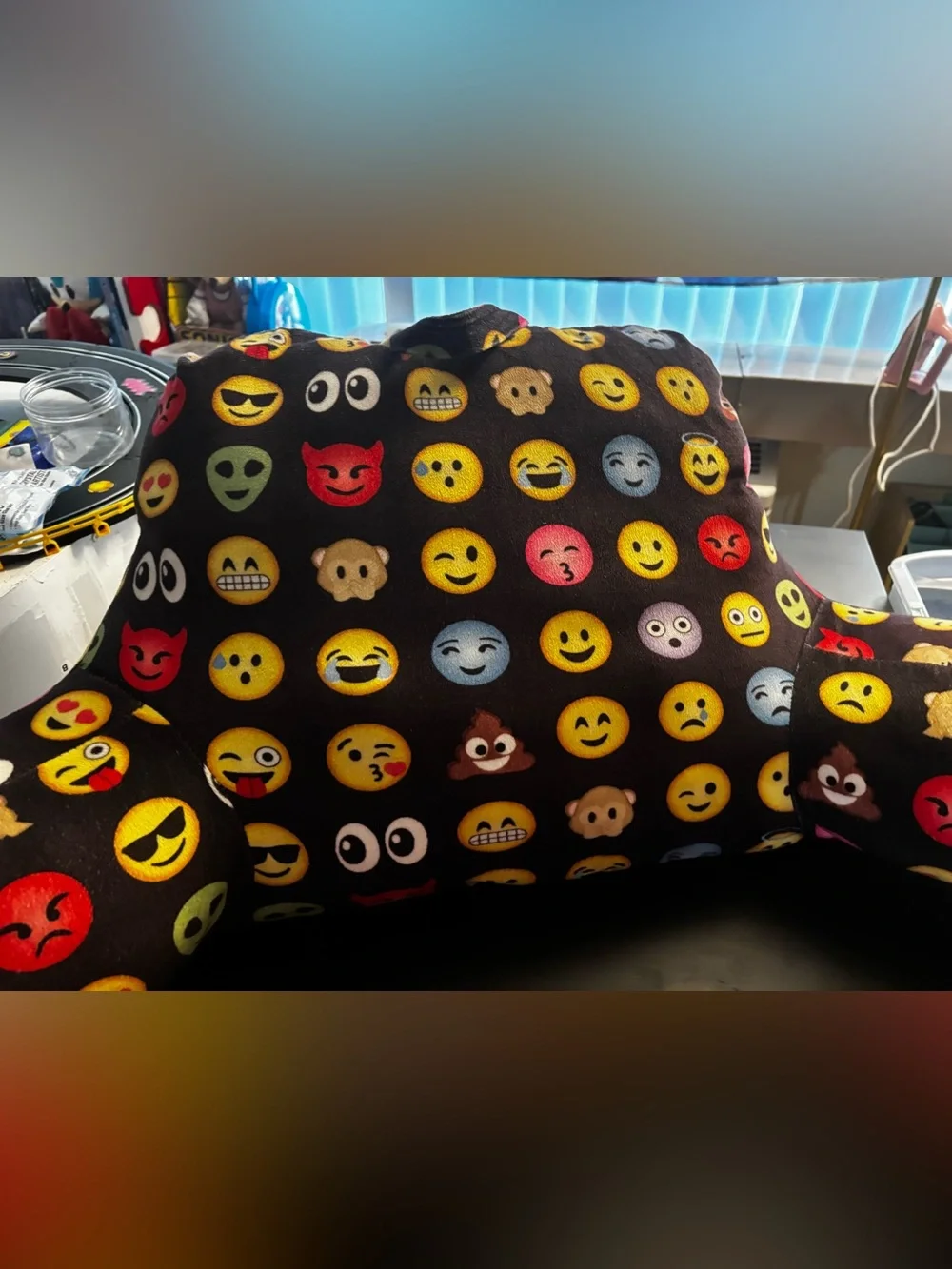 Emoji Pattern Arm Pillow - Black